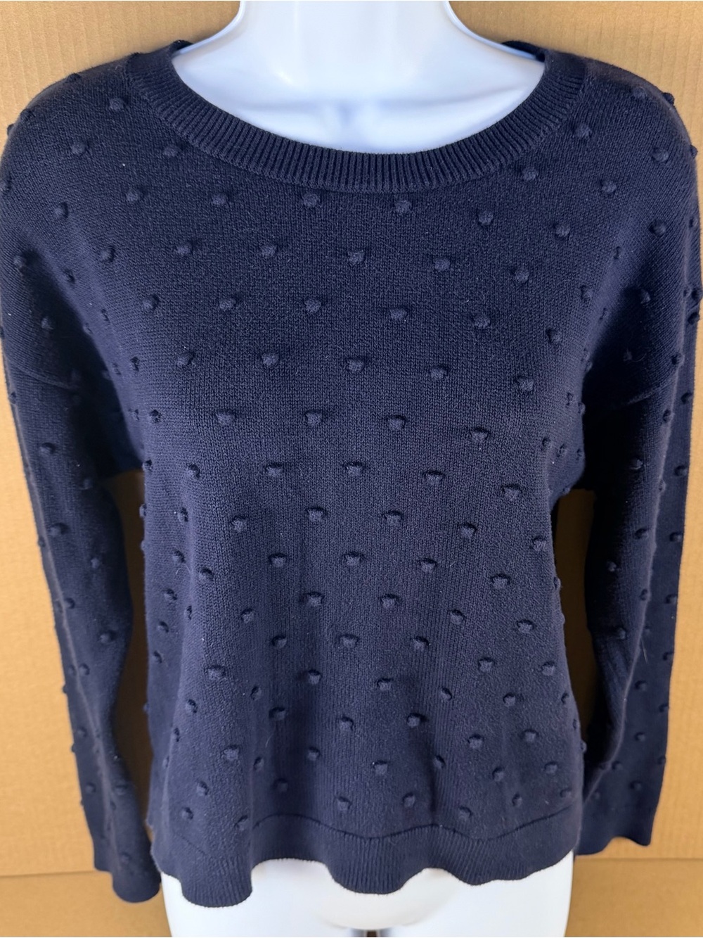 Brooks Brothers Navy Dot-Textured Crewneck Sweater